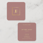 Moderne, elegante Gold Monogram Vorlage Luxus Quadratische Visitenkarte (Vorne/Hinten)