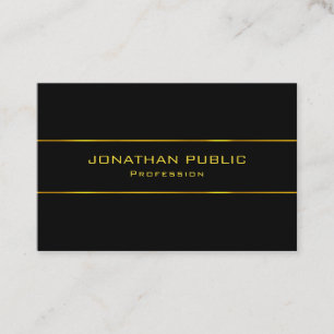 Moderne elegante Gold Name Schwarz exzellente Vorl Visitenkarte