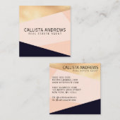 Moderne elegante Gold Pink Navy Geometric Quadratische Visitenkarte (Vorne/Hinten)