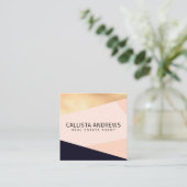 Moderne elegante Gold Pink Navy Geometric Quadratische Visitenkarte (Stehend Vorderseite)