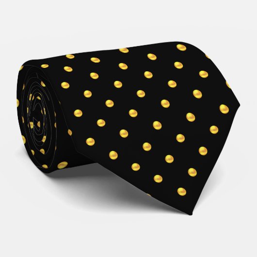 Moderne elegante Gold Polka Punkte auf schwarz Krawatte (Gerollt)