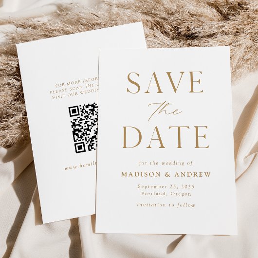 Moderne elegante Gold-QR-Code Save The Date