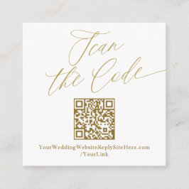 Moderne, elegante Gold QR Code Wedding Website Begleitkarte