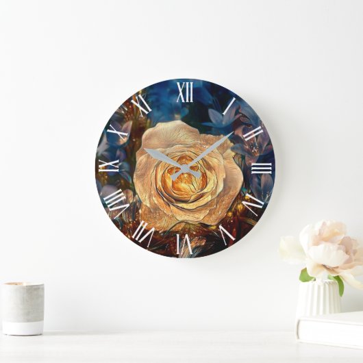 Moderne elegante Gold-Rose Große Wanduhr (Zuhause)