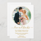 Moderne, elegante Gold Round Foto Frame Wedding Dankeskarte (Vorne/Hinten)