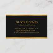 Moderne Elegante Gold Schwarze Foil Metal Beruflic Visitenkarte (Rückseite)