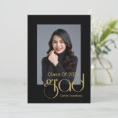 Moderne elegante Gold Script 4Foto Graduation Part Einladung (Stehend Vorderseite)