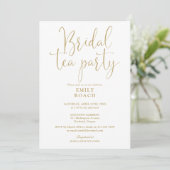 Moderne Elegante Gold Script Bridal Tea Party Dusc Einladung (Stehend Vorderseite)