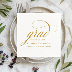 Moderne elegante Gold Script Graduation Party Serviette