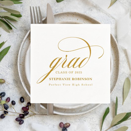 Moderne elegante Gold Script Graduation Party Serviette