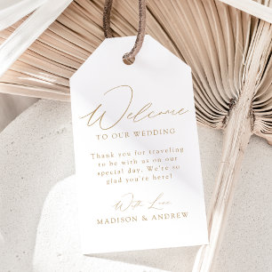 Moderne, elegante Gold Script-Hochzeit Willkommen Geschenkanhänger