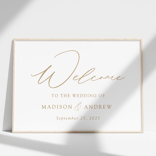 Moderne, elegante Gold Script-Hochzeit Willkommen Poster