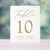 Moderne elegante Gold Script-Hochzeitsskripte-Tisc Acrylschild (Neutral)
