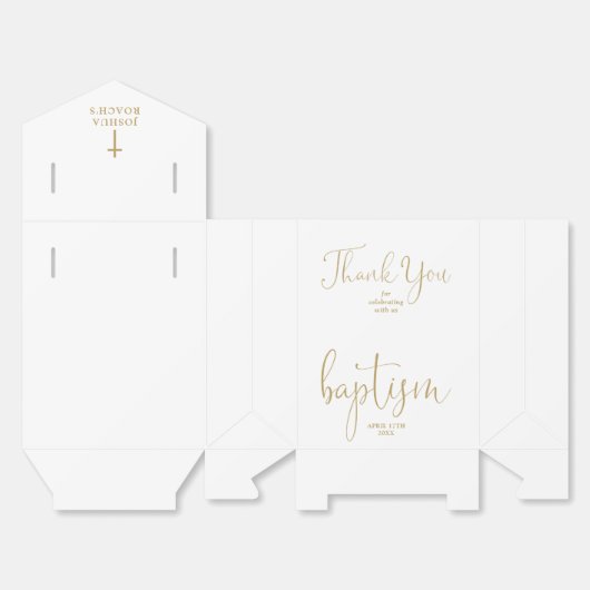 Moderne elegante Gold Script Taufe Fvor Box Geschenkschachtel (Ungefaltet)