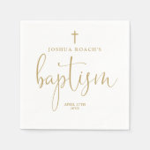 Moderne elegante Gold Script-Taufe Serviette (Vorderseite)