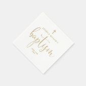 Moderne elegante Gold Script-Taufe Serviette (Ecke)