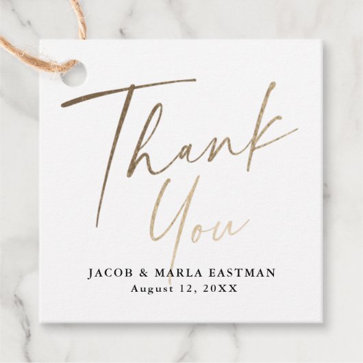 Moderne, elegante Gold Script Wedding Vielen Dank Geschenkanhänger (Vorderseite)