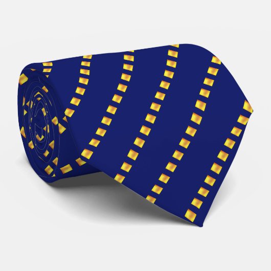 Moderne, elegante Gold Squared Stripes auf Navy Bl Krawatte (Gerollt)