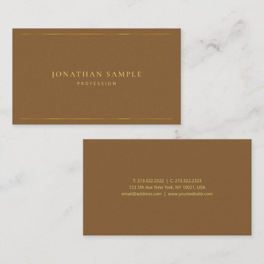 Moderne elegante Gold Text Premium Pearl Finish Lu Visitenkarte (Vorne/Hinten)