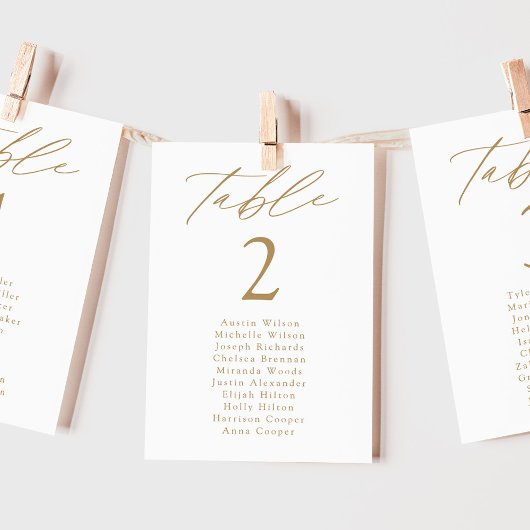 Moderne elegante Gold Tischnummer Seating Chart