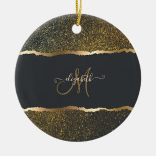 Moderne elegante Gold-Touch-Monogramm Keramik Ornament