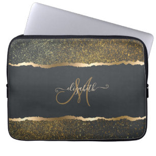 Moderne elegante Gold-Touch-Monogramm Laptopschutzhülle