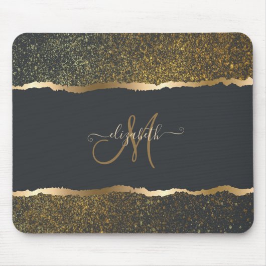 Moderne elegante Gold-Touch-Monogramm Mousepad (Vorne)