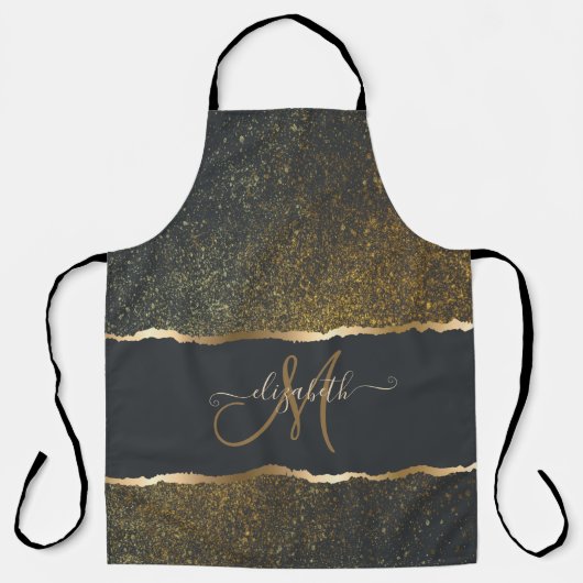 Moderne elegante Gold-Touch-Monogramm Schürze (Vorderseite)