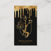 Moderne elegante Gold Tropfen Friseurschere Visitenkarte (Vorderseite)