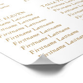 Moderne elegante Gold Tropical Wedding Seating Cha Poster (Ecke)