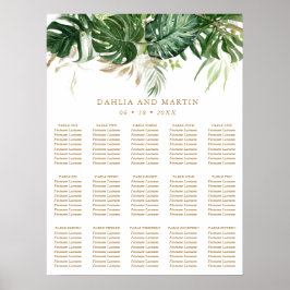Moderne elegante Gold Tropical Wedding Seating Cha Poster
