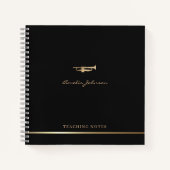 Moderne Elegante Gold Trumpet Musikerlehrer Notizblock (Vorderseite)