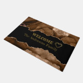Moderne Elegante Gold und Brawn Agate Willkommen Fußmatte (Schrägansicht)