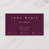 Moderne elegante Gold- und Burgunder Weinfarbe Telefonnummerkarte (Rückseite)