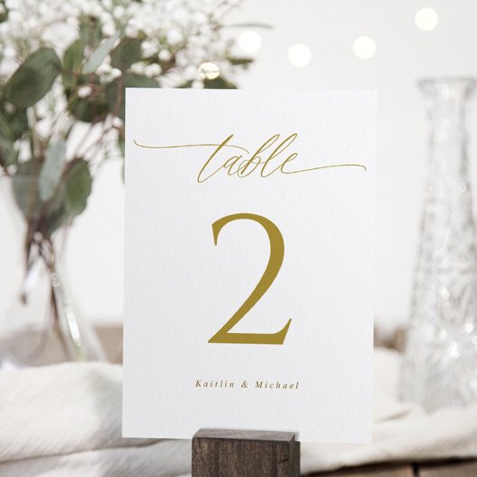 Moderne, elegante Gold Wedding Doppel Tischnummern