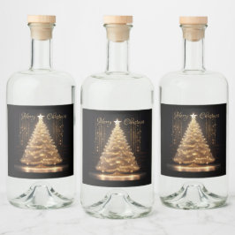 Moderne Elegante Gold Weihnachtsbaum Alkoholflaschenetikett