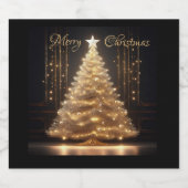 Moderne Elegante Gold Weihnachtsbaum Alkoholflaschenetikett (Einzelnes Label)