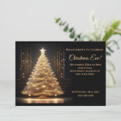 Moderne Elegante Gold Weihnachtsbaum Einladung (Stehend Vorderseite)