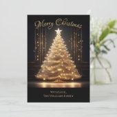 Moderne Elegante Gold Weihnachtsbaum Feiertagskarte (Stehend Vorderseite)