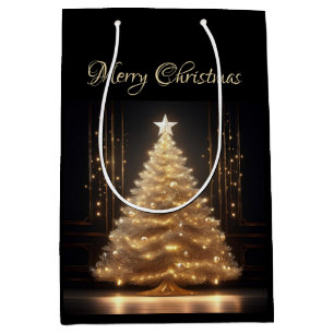 Moderne Elegante Gold Weihnachtsbaum Mittlere Geschenktüte