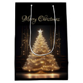 Moderne Elegante Gold Weihnachtsbaum Mittlere Geschenktüte (Rückseite)