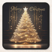 Moderne Elegante Gold Weihnachtsbaum Rechteckiger Pappuntersetzer (Vorderseite)