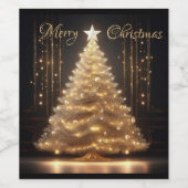 Moderne Elegante Gold Weihnachtsbaum Weinetikett (Einzelnes Label)