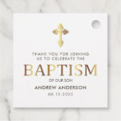 Moderne elegante Gold & White Taufe Vielen Dank Geschenkanhänger (Rückseite)