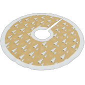 Moderne, elegante Goldbäume und Schneeflocken Polyester Weihnachtsbaumdecke (Schrägansicht)