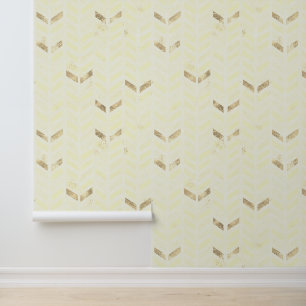 Moderne, elegante Goldcreme Zickzack gestrichen Tapete