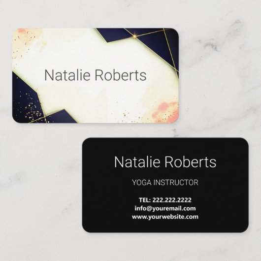 Moderne elegante Golden Black - Pink Business Card Visitenkarte (Vorne/Hinten)