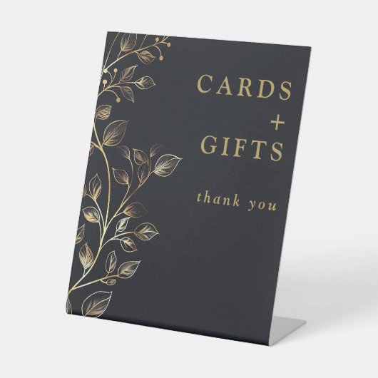 Moderne elegante Golden Floral Cards und Geschenke Sockelschild (Vorderseite)