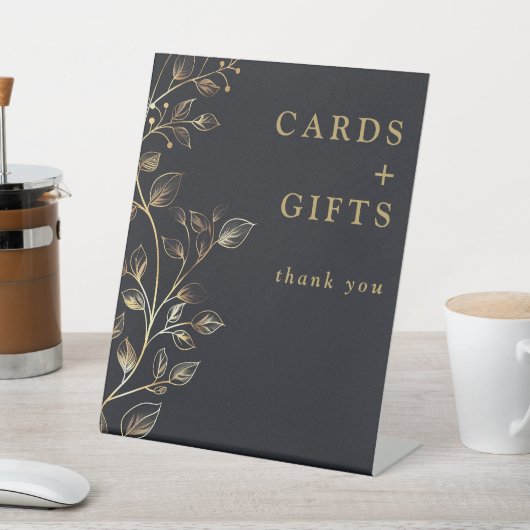 Moderne elegante Golden Floral Cards und Geschenke Sockelschild (In SItu)