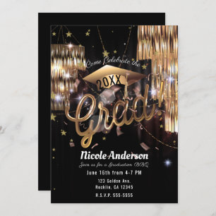 Moderne Elegante Golden Glam Grad Party Abschluss Einladung